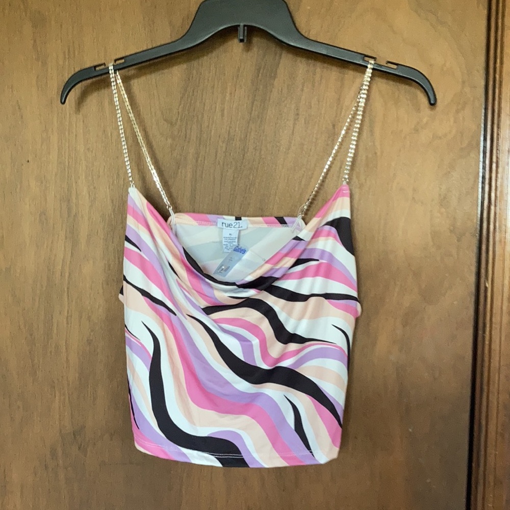 3/$12 Rue 21 bling strap top abstract print casual party  club sleeveless XL jr - Picture 7 of 13